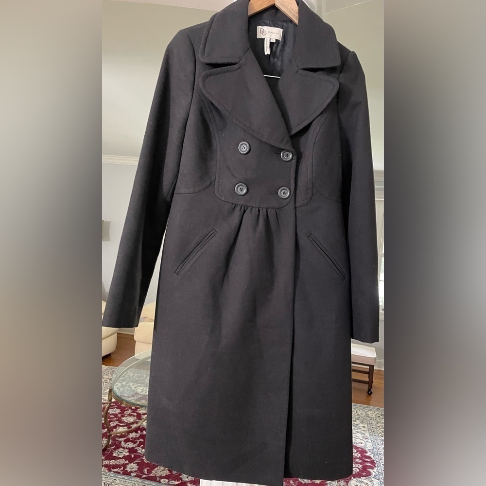 BCBG women’s black trench coat size medium